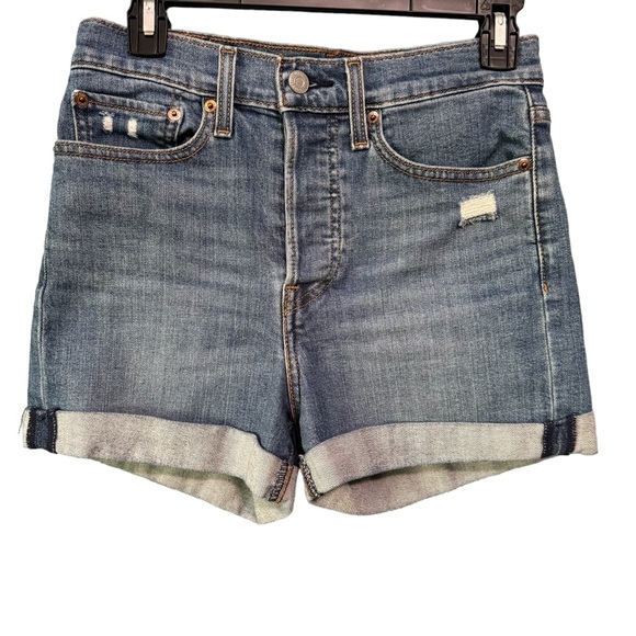 CLOSET CLOSING Levi’s Wedgie Shorts Button Fly High Rise Shorts, Distressed, 27 - Picture 8 of 8
